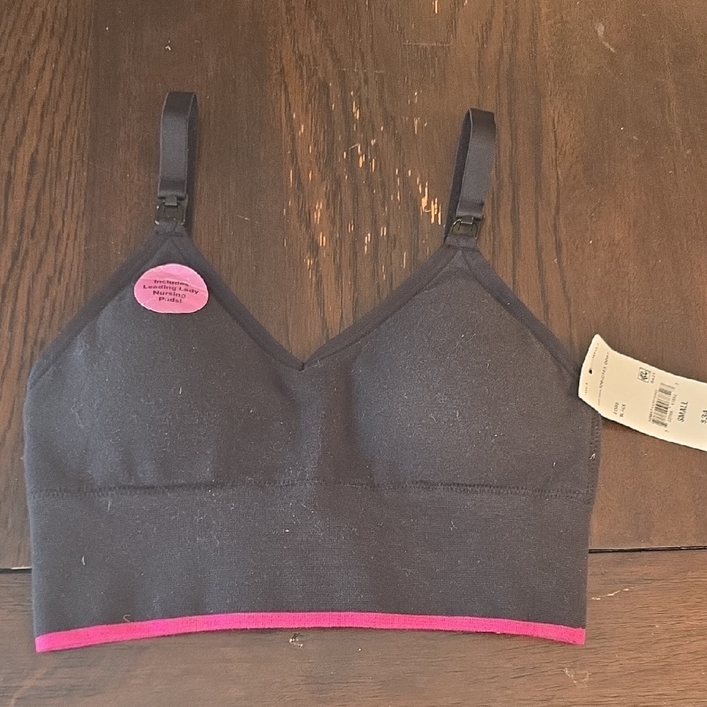 Leading Lady Black and Pink Nursing Bra
